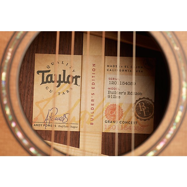 Taylor Builder's Edition V-Class 912ce Grand Concert Acoustic-Electric Wild Honey Burst