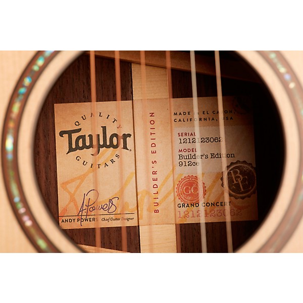 Taylor Builder's Edition V-Class 912ce Grand Concert Acoustic-Electric Natural