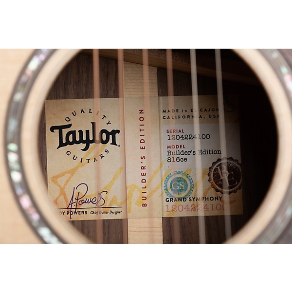 Taylor Builder's Edition 816ce Grand Symphony Acoustic-Electric Guitar Natural