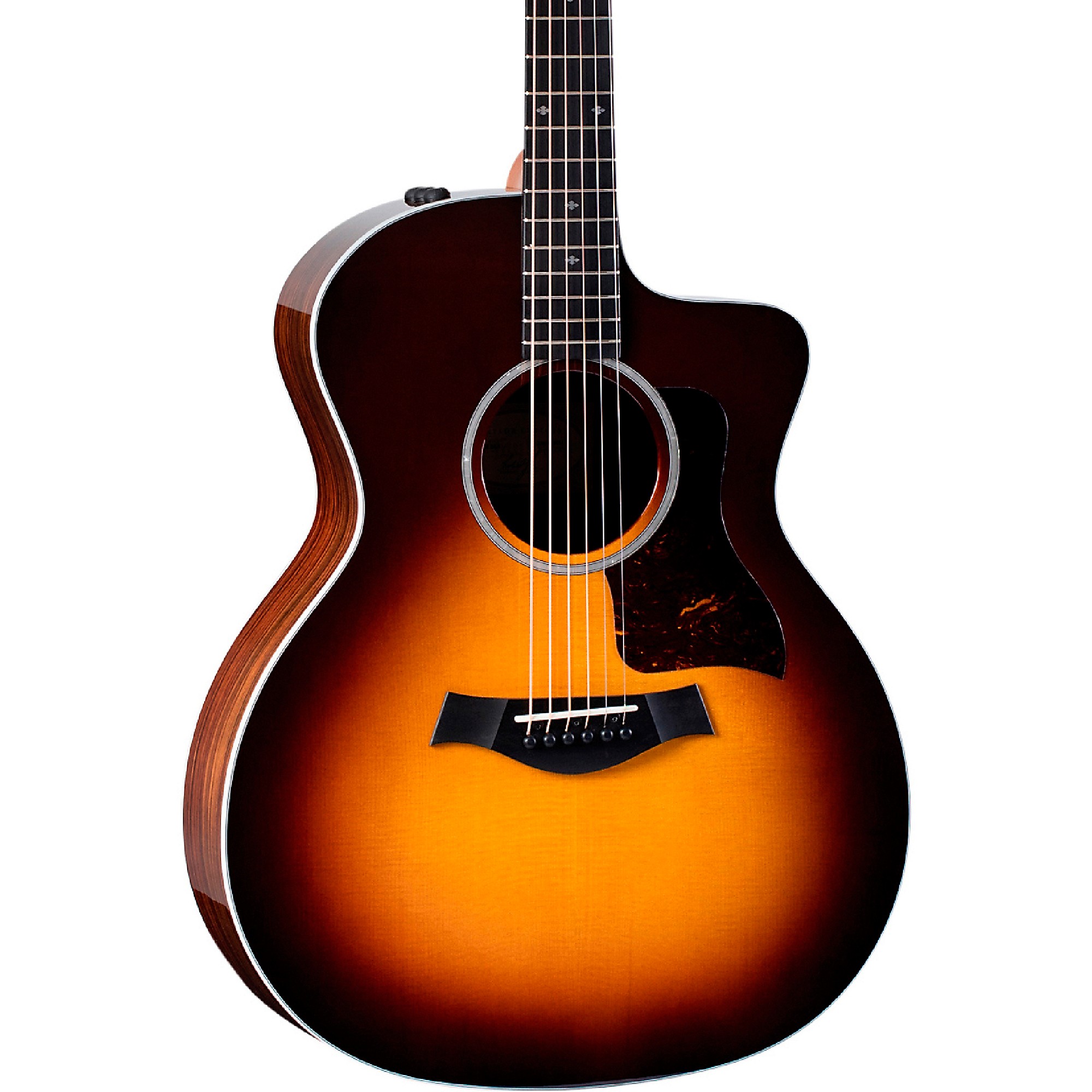 taylor 214e dlx grand auditorium acoustic electric guitar tobacco sunburst 214ce-SB Allen Music Shop including spruce for a balanced and broad tone and mahogany Taylor 214ce-SB DLX Acoustic-Electric Guitar