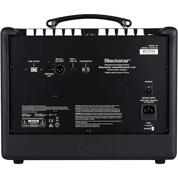 Blackstar Sonnet 60 60W 1x6.5 Acoustic Guitar Combo Amplifier Black