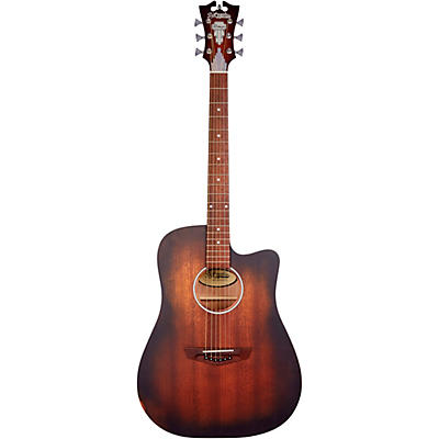 D'angelico Premier Series Bowery Ls Cutaway Dreadnought Acoustic-Electric Guitar Aged Mahogany for sale