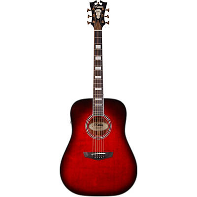 D'angelico Premier Series Lexington Dreadnought Acoustic-Electric Guitar Trans Black Cherry Burst for sale