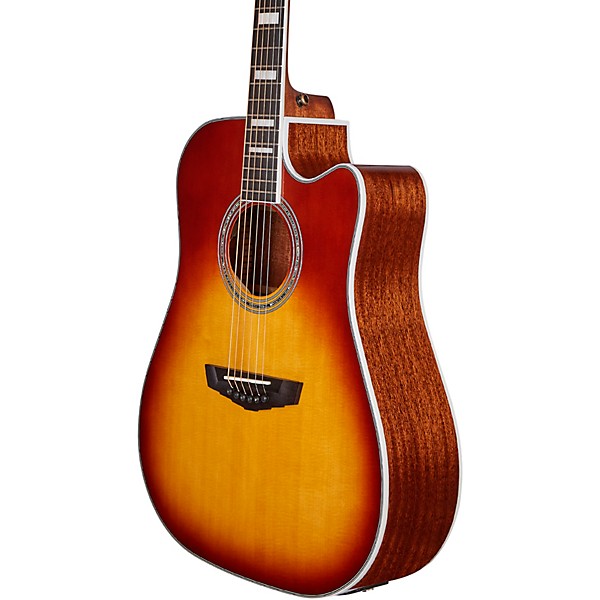 D'Angelico Premier Series Bowery Cutaway Dreadnought Acoustic-Electric Guitar Iced Tea Burst