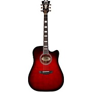 D'angelico Premier Series Bowery Cutaway Dreadnought Acoustic-Electric Guitar Trans Black Cherry Burst for sale