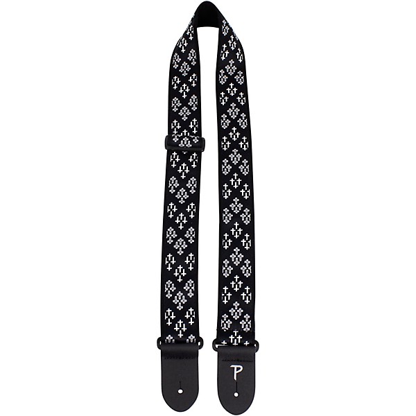 Perri's 2" Jacquard Guitar Strap - Crosses Crosslet Black and White 39 to 58 in.