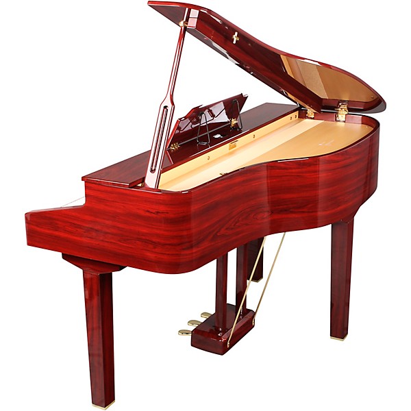 red baby grand piano