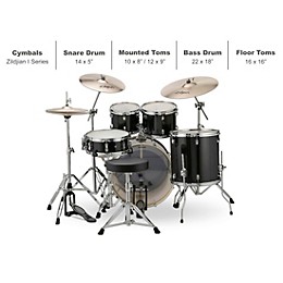 Ludwig Element Evolution 5-piece Drum Set with 22 in. Bass Drum and Zildjian "I" Series Cymbals Black Sparkle