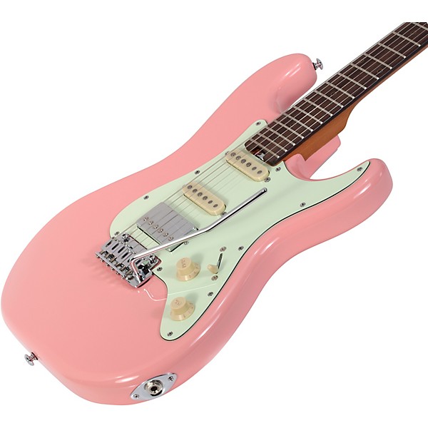 Schecter Guitar Research Nick Johnston Traditional HSS Electric Guitar Atomic Coral Mint Green Pickguard