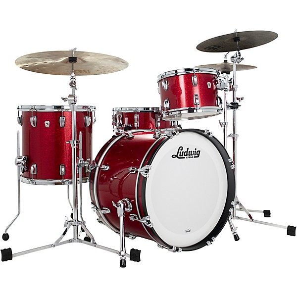 Ludwig Classic Oak 3-Piece Downbeat Shell Pack With 20" Bass Drum Red Sparkle