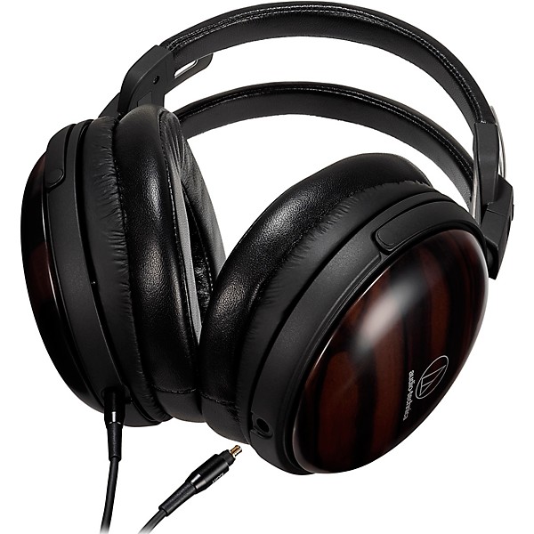 Audio-Technica ATH-AWKT Audiophile Closed-Back Dynamic Wooden Headphones Striped Ebony