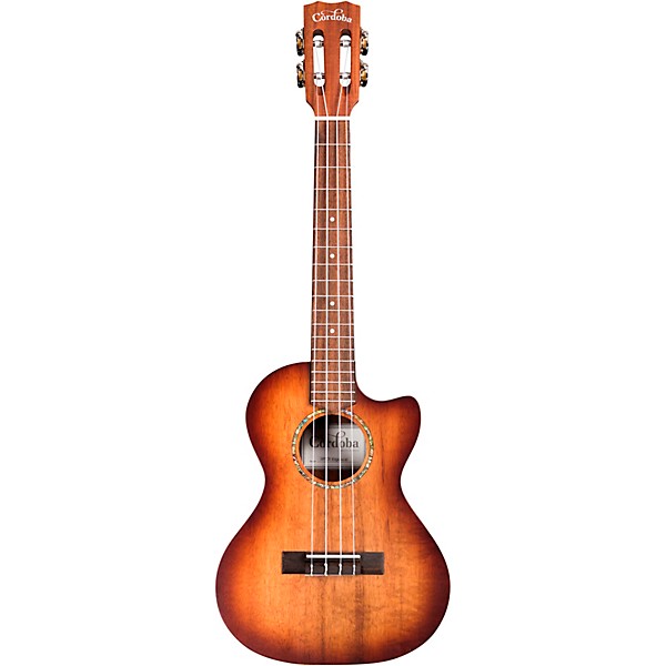 Cordoba 28T-CE Tenor Cutaway CE Acoustic-Electric Ukulele Edge Burst