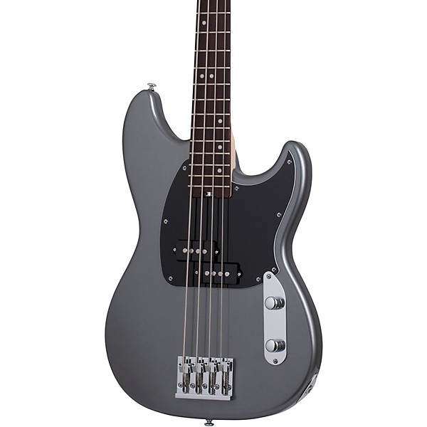 Schecter Guitar Research Banshee 4-String Short Scale Electric Bass Carbon Gray Black Pickguard