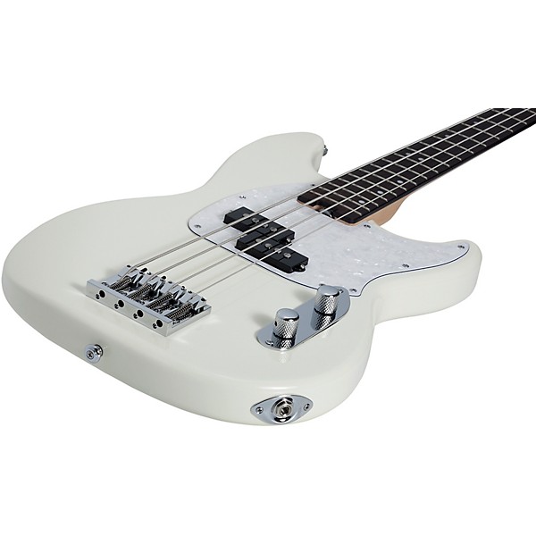 Schecter Guitar Research Banshee 4-String Short Scale Electric Bass Olympic White White Pearloid Pickguard
