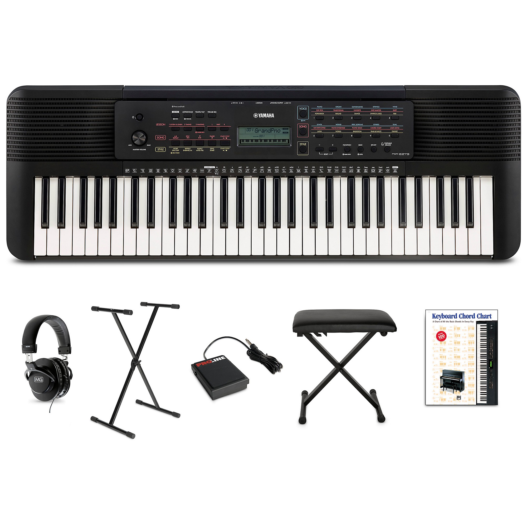 Yamaha PSR-E273 61-Key Portable Keyboard Essentials Package