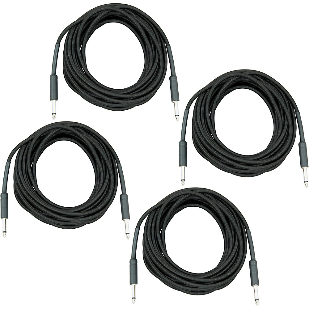 Musician's Gear Braided Instrument Cable 1/4in 4-Pack 20 ft. Black