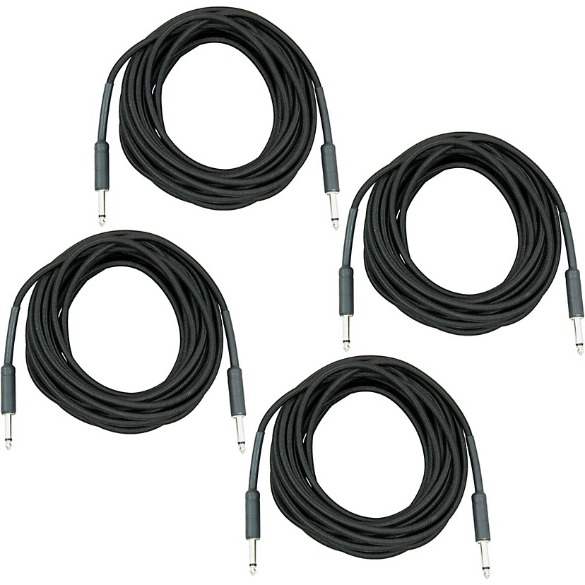 Musician's Gear 1/4 inch Braided Instrument Cable, 20' 4-Pack