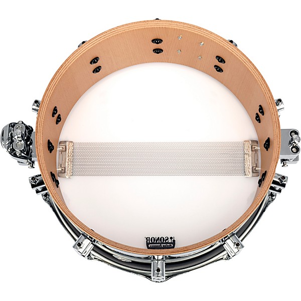 SONOR Jost Nickel Beech Snare Drum, Gloss Black With Stripe, 14x6.5"