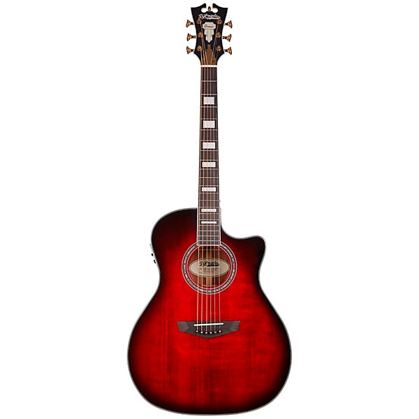 D'Angelico Premier Series Gramercy Single-Cutaway Grand Auditorium Acoustic-Electric Guitar Trans Black Cherry Burst