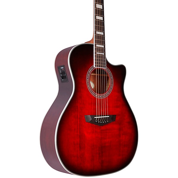 D'Angelico Premier Series Gramercy Single-Cutaway Grand Auditorium Acoustic-Electric Guitar Trans Black Cherry Burst