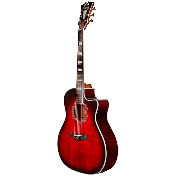 D'Angelico Premier Series Gramercy Single-Cutaway Grand Auditorium Acoustic-Electric Guitar Trans Black Cherry Burst