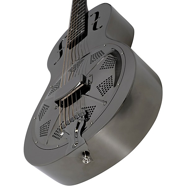 Recording King RM-993 Metal Body Parlor Resonator Guitar Black Nickel