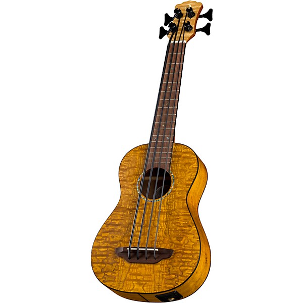 Luna Bari-Bass Quilt Top Acoustic Electric Ukulele Satin Natural