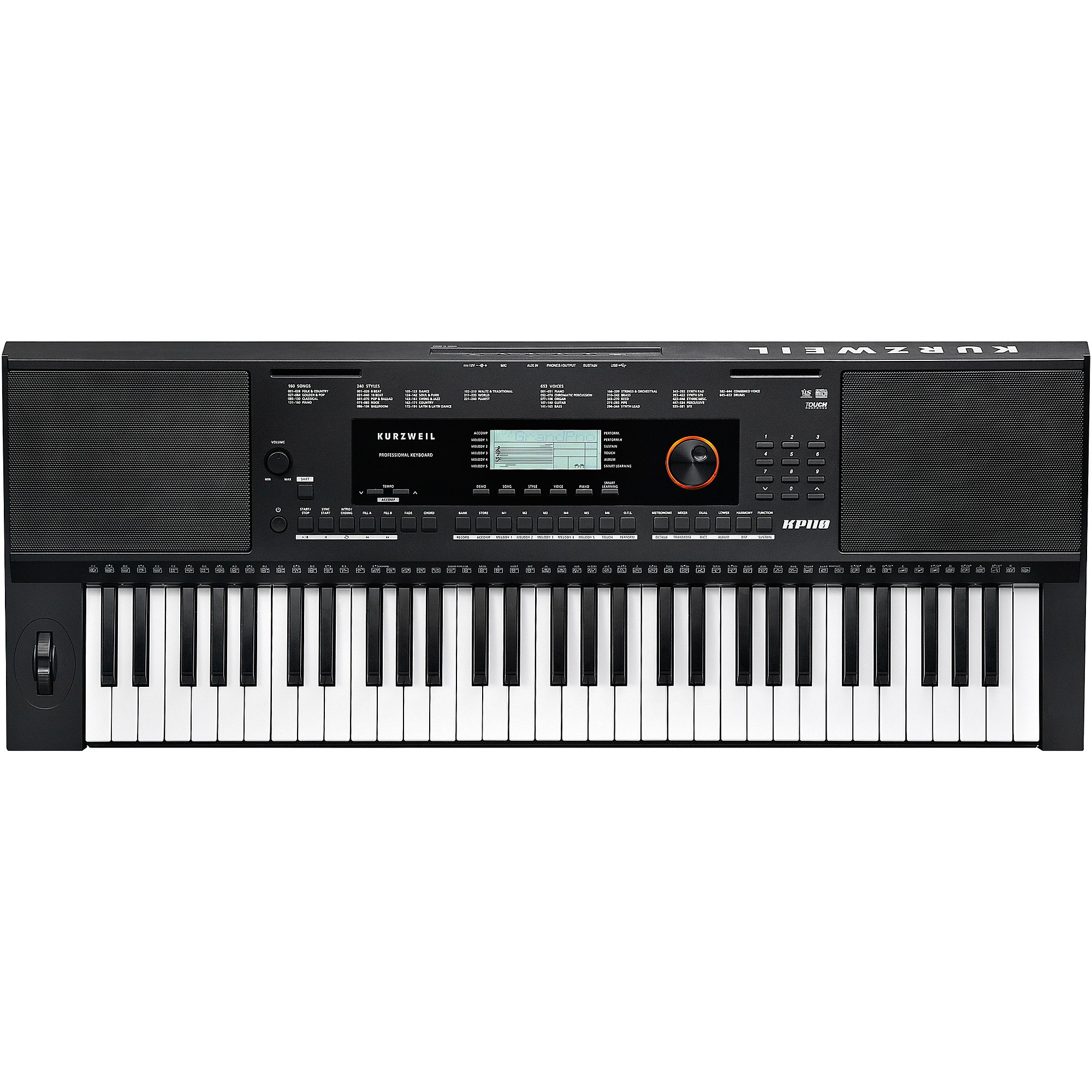 Kurzweil Home KP110 Portable 61-Note Arranger Keyboard Black 61