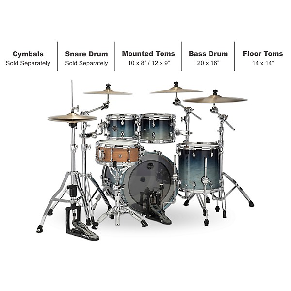 Mapex Saturn Fusion 4-Piece Shell Pack With 20" Bass Drum Teal Blue Fade