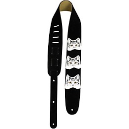 Perri's 2.5" Black Suede Guitar Strap - Cats Cats 41 to 56 in.