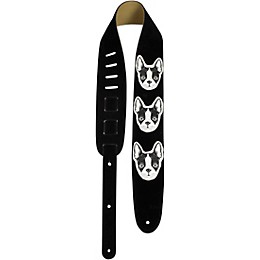 Perri's 2.5" Black Suede Guitar Strap - Dogs Dogs 41 to 56 in.