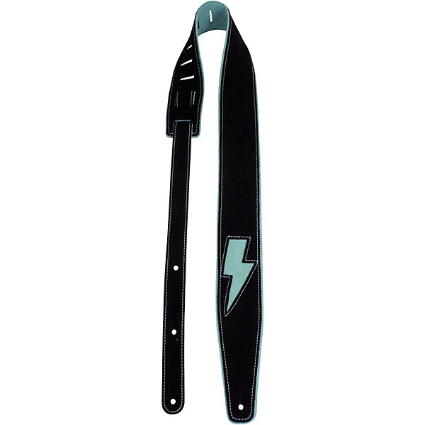 Perri's 2.5" Suede with Mini Bolt Guitar Strap - Black/Teal Black/Teal 41 to 56 in.