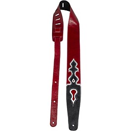 Perri's 2.5" Premium Leather Guitar Strap - Black/Silver/Red Black/Silver/Red 41 to 56 in.