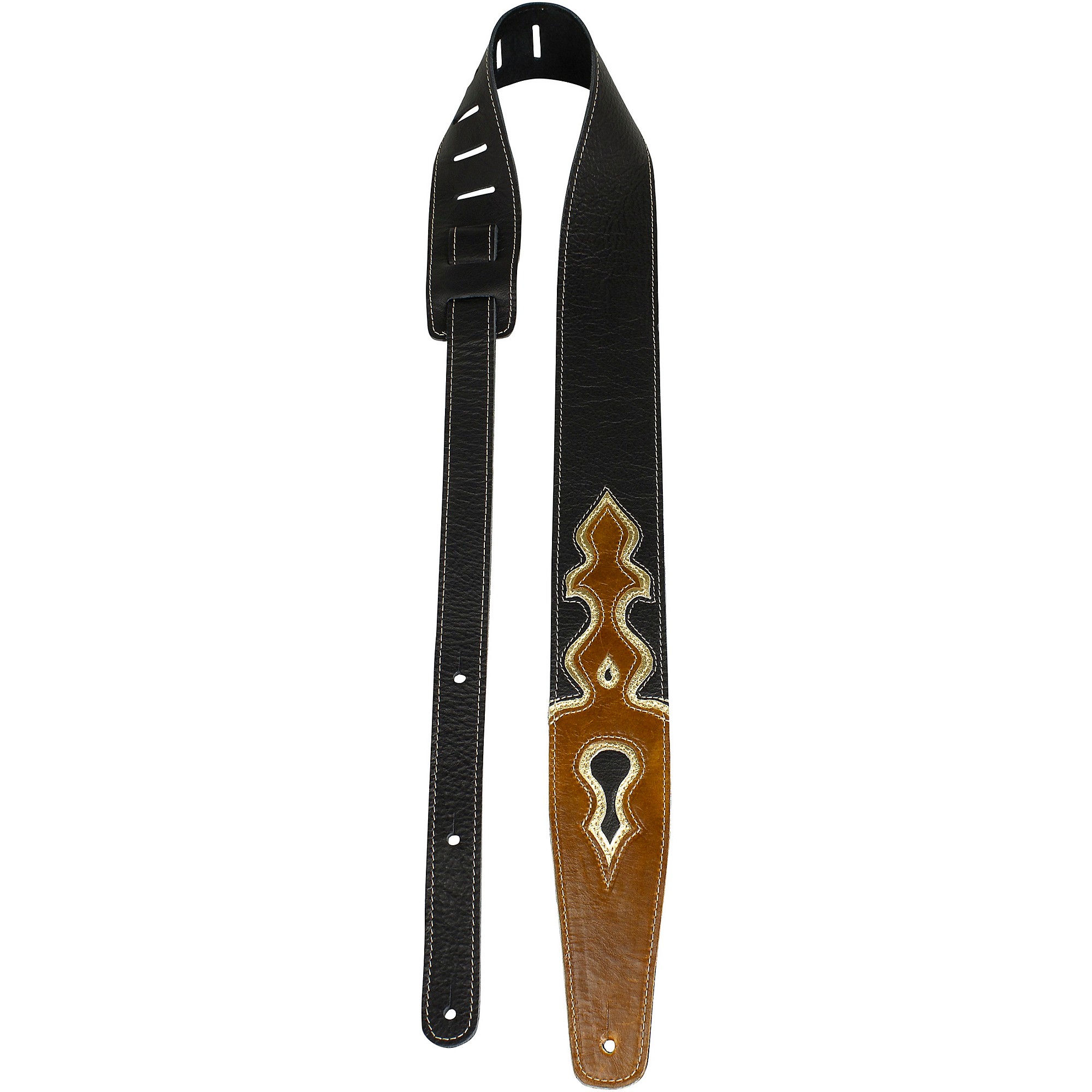 black and gold guitar strap