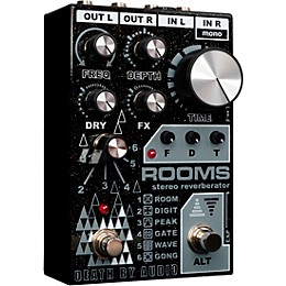 Death By Audio ROOMS Stereo Reverb Effects Pedal Black Sparkle