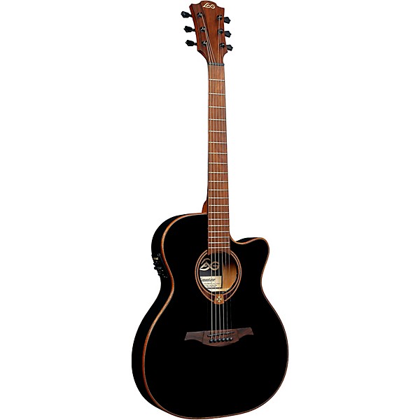 Lag Guitars Tramontane T118ASCE-BLK Auditorium Slim Cutaway Acoustic-Electric Guitar Black