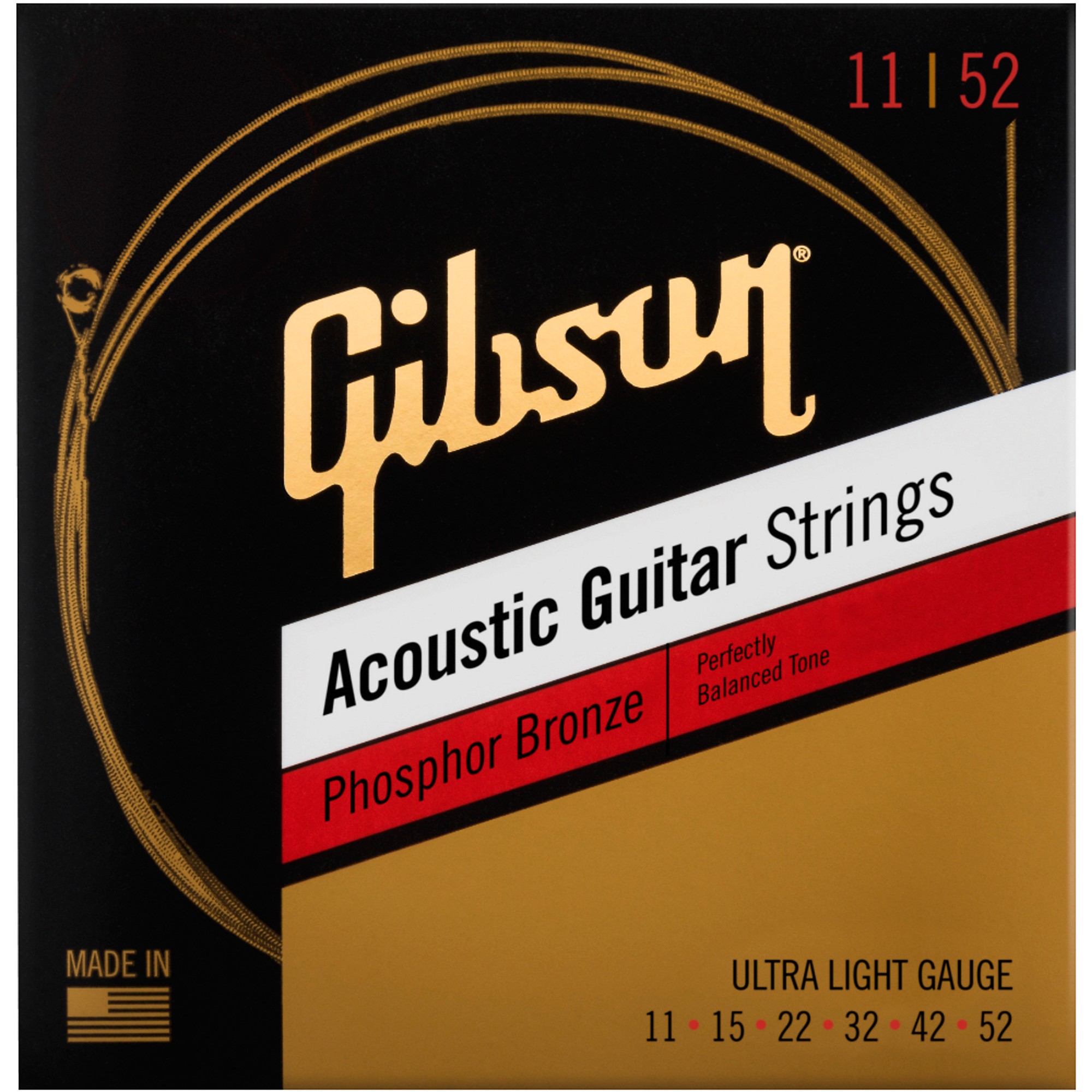 Light　Custom　Bronze　Acoustic　Guitar　Strings　Phosphor　Guitar　Center　Gibson　(11-52)