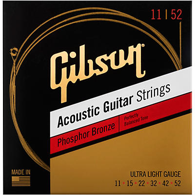 Gibson Phosphor Bronze Acoustic Guitar Strings Custom Light (11-52) for sale