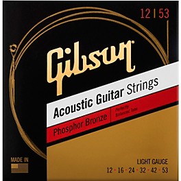 Gibson Phosphor Bronze Acoustic Guitar Strings Light (12-53) Gibson Phosphor Bronze Acoustic Guitar Strings Light (12-53)