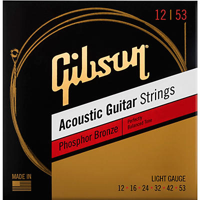 Gibson Phosphor Bronze Acoustic Guitar Strings Light (12-53) for sale