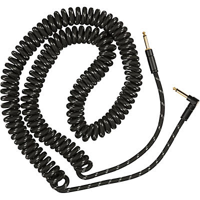 Fender Deluxe Series Straight To Angled Coiled Cable 30 Ft. Black Tweed for sale