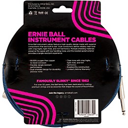 Ernie Ball 20' Braided Straight Angle Instrument Cable 20 ft. Black/Blue