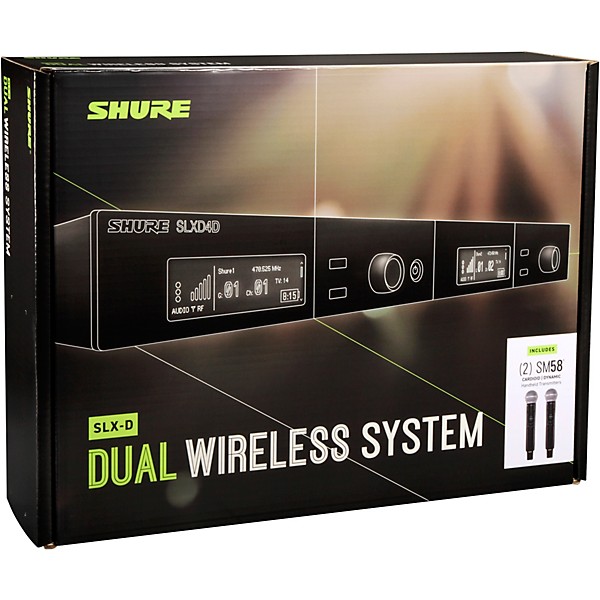 Shure SLXD24D/SM58 Dual-Channel Wireless Vocal Microphone System With SM58 Band G58