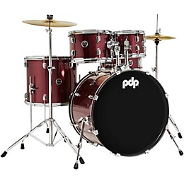 Open Box PDP by DW Encore Complete 5-Piece Drum Set with Chrome Hardware and Cymbals Level 1 Ruby Red