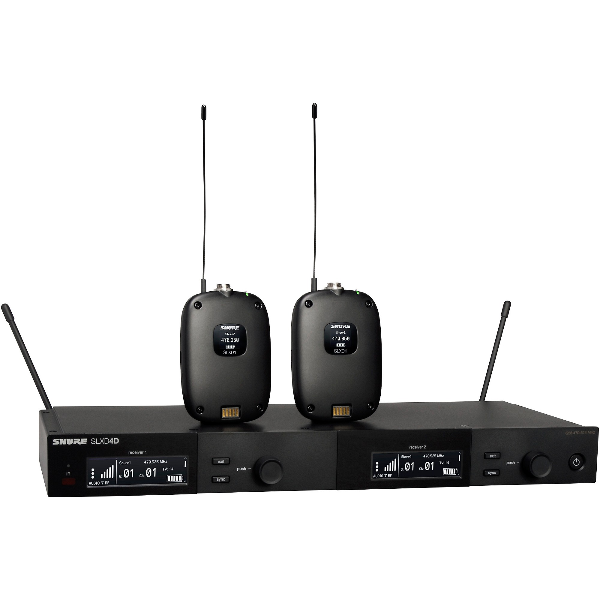 Shure SLXD14D Dual Combo Wireless Microphone System Band H55