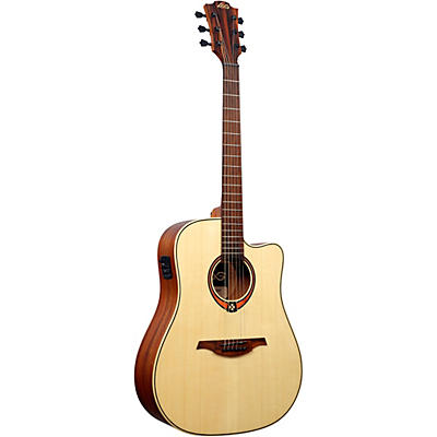 Lag Guitars T88dce Tramontane Dreadnought Cutaway Acoustic-Electric Guitar High Gloss Natural for sale