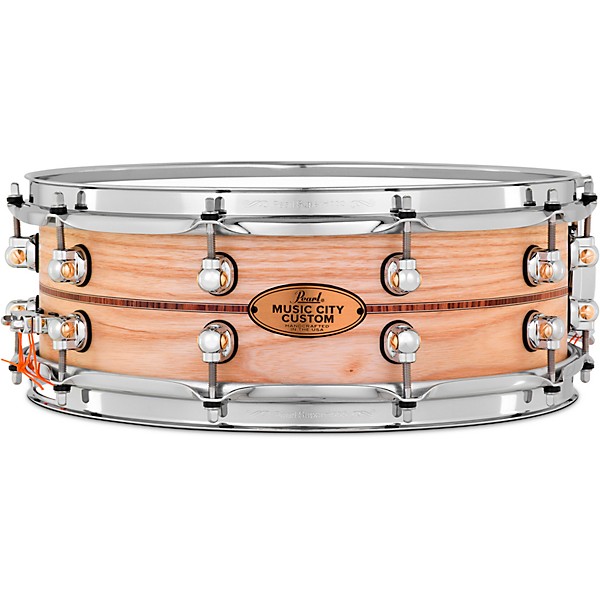 Pearl Music City Custom Solid Shell Snare Ash with Boxwood-Rose Inlay 14 x 5 in.