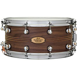 Pearl Music City Custom Solid Shell Snare Walnut with Boxwood-Rose TriBand Inlay 14 x 6.5 in.