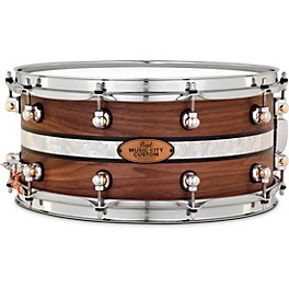 Pearl Music City Custom Solid Shell Snare Walnut with DuoBand Ebony Marine Inlay 14 x 6.5 in.