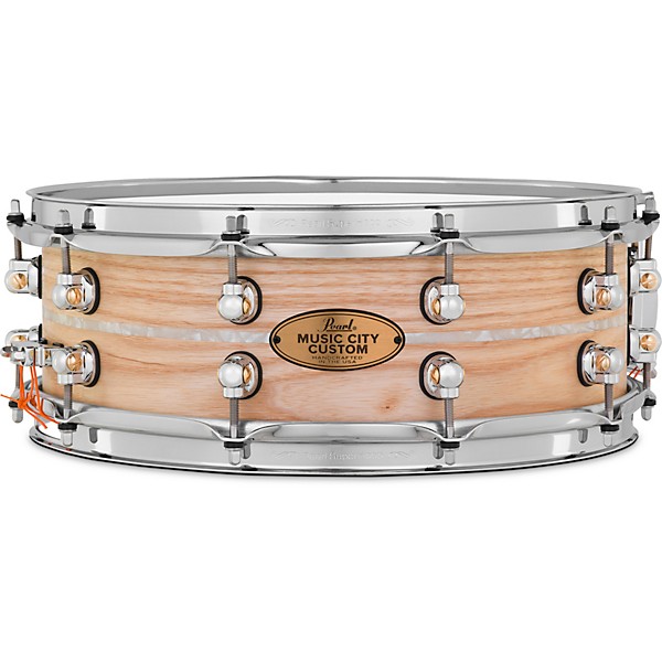 Pearl Music City Custom Solid Shell Snare Ash with Nicotine Marine Inlay 14 x 5 in.